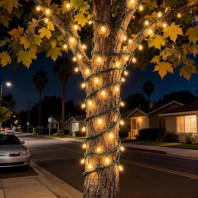 150 LED Warm White Christmas Lights, UL Certified 22# Green Wire 50 Ft, Commercial Grade Decorative Lighting String, for Indoor and Outdoor Use.