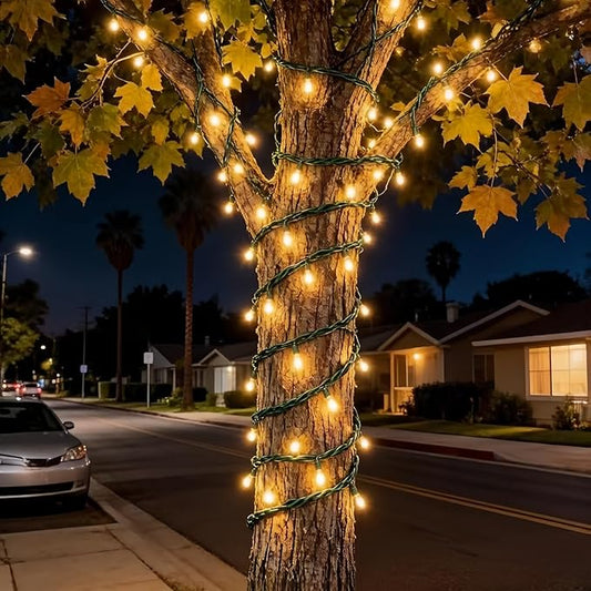 150 LED Warm White Christmas Lights, UL Certified 22# Green Wire 50 Ft, Commercial Grade Decorative Lighting String, for Indoor and Outdoor Use.