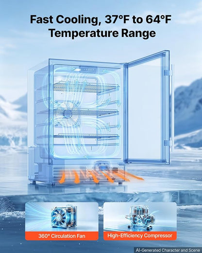 VEVOR Outdoor Beverage Refrigerator, 24 Inch Undercounter Drink Fridge | 304 Stainless Steel Body, 5.0 Cu. Ft, Hold 180 Cans, Powerful Cooling System, Built-in / Freestand Cooler, Home Bar & Patio