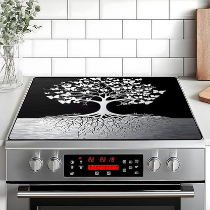 Tree of Life Stove Top Cover Retro Flower Gas Stove Top Cover for Home Decoration Kitchen Pad Non-Stick Washable Cooktop Covers Countertop Protector Keep Stove Clean 28"x20"