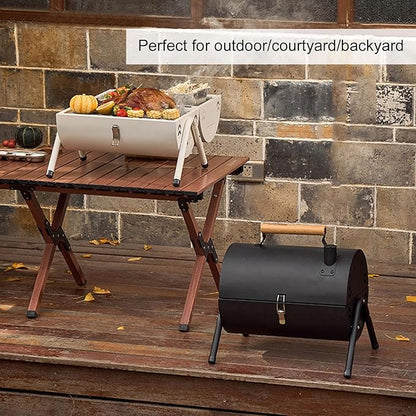 Portable Charcoal Grill, Small BBQ Grill, Tabletop Barbecue Grill with Chimney for Outdoor, Charcoal Grill for Camping Picnic Backyard Patio, Anti-scalding Handles, Easy Assembly (White)