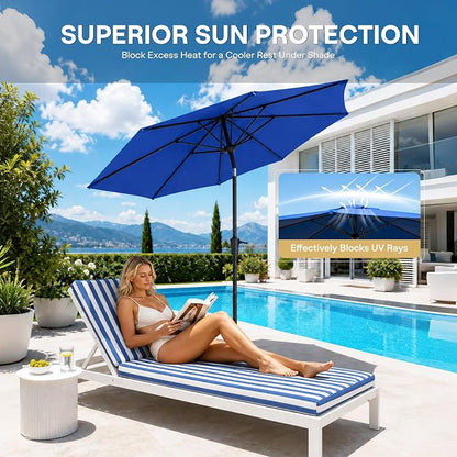Sannwsg Outdoor Patio Umbrella,Table Umbrella with Push Button Crank,Market Umbrella with 8 Sturdy Ribs,Yard Umbrella