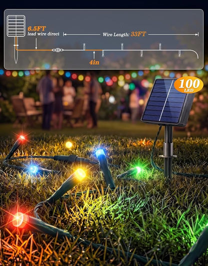 LitHome 2 Pack Solar String Lights Outdoor with Remote, Total 200LED 66FT | Solar Christmas Lights Waterproof, 8 Mode String Light for Xmas Patio Garden Party Yard Tree Decor, Warm White & Multicolor