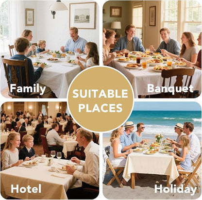 H.VERSAILTEX Linen Table Cloths Rectangle 60 x 104 Inch Premium Tablecloth Spill-Proof Waterproof Table Cover for Dining Buffet Feature Extra Soft and Thick Fabric Wrinkle Free, Natural