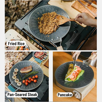 Naturehike Non Stick Griddle Pan, 13-Inch Flat Grilling Skillet for Indoor Outdoor Cooking, Honeycomb Coating Stainless Steel Pan for Korean Barbecue, Compatible with All Cooktops (13.4-inch)