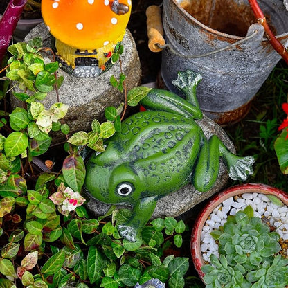 Sungmor Cast Iron Outdoor Frog Key Hider, Garden Statue–Antique Green | Hide Spare Key Holder for Outside, Small Garden Frog Statue Lawn Ornament, Indoor Decoration Jewelry Trinkets Box