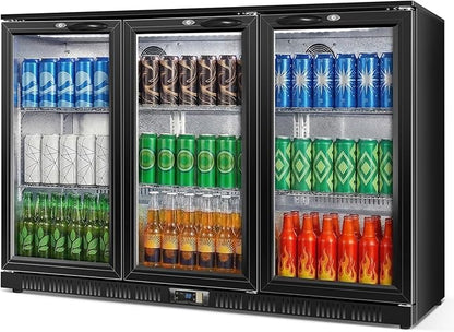 Beverage Refrigerator, 53.15W Inch 12 Cu.Ft Drink Fridge, Back Bar Beer Fridge with 3 Glass Door, 35.43" Height Beverage Cooler, Built-in & Undercounter Commercial Back Bar Cooler for Kitchen Shop Bar
