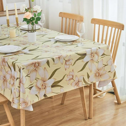 LIBERECOO Heavy Duty Vinyl Tablecloth with Flannel Backing Waterproof Oil-Proof Plastic Table Cloth Stain-Resistant Wipeable Rectangle or Square Table Cover for Indoor and Outdoor 60 x 84 Inch