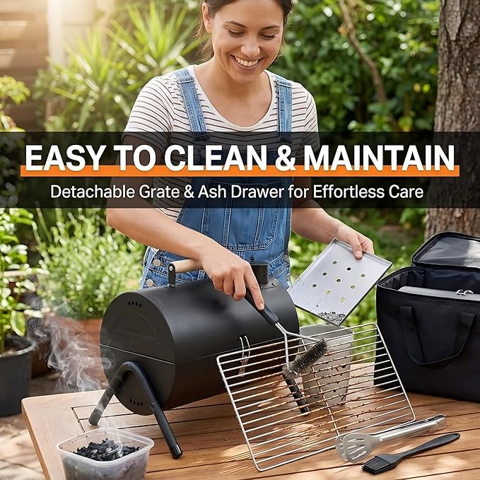 Portable Charcoal Grill, 22" x 17"Small Tabletop BBQ Grill,Dual-Zone Grilling,Heavy Duty Steel, Easy Assembly, Compact & Portable for Outdoor Camping,Picnic,Tailgate,Backyard Party
