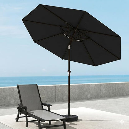 Patio Umbrella, 2 Tier Outdoor Table Umbrella, Large Vented Market Umbrellas with Push Button Tilt and Crank, 8 Sturdy Ribs for Backyard, Deck, Pool, UPF50+ UV Protection