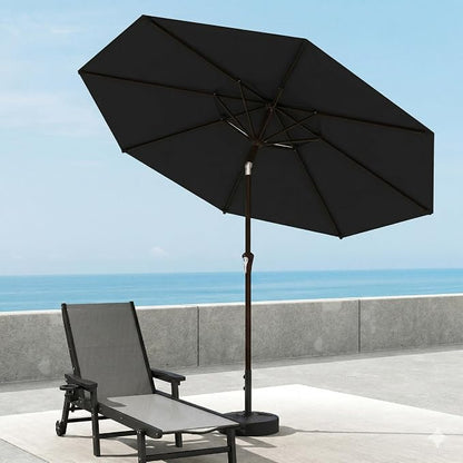 10FT Patio Umbrella, 2 Tier Outdoor Table Umbrella, Large Vented Market Umbrellas with Push Button Tilt and Crank, 8 Sturdy Ribs for Backyard, Deck, Pool, UPF50+ UV Protection