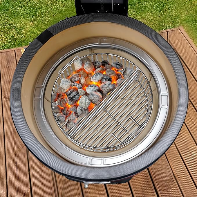 onlyfire Stainless Steel Charcoal Ash Basket Fits X-Large Big Green Egg Ceramic Grills, Charcoal Basket Big Green Egg Accessories
