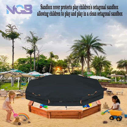 Octagon Sandbox Cover, 600D Waterproof Oxford Cloth with Two Warning Sign Carry Handles and a Circle of 7 Meters Windproof Buckle,Elastic Drawstring Double Layer Windproof.(85" L x 78" W x 9" H)