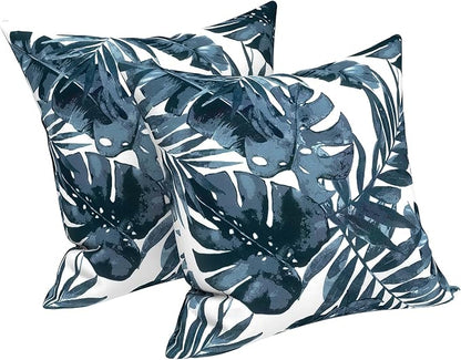 LVTXIII Outdoor Pillow Covers 20x20 Inch, 2 Pack Large Square Throw Pillow Cases, Fade-Resistant Cushion Covers for Patio Furniture Sofa, Garden Porch, Palm Blue
