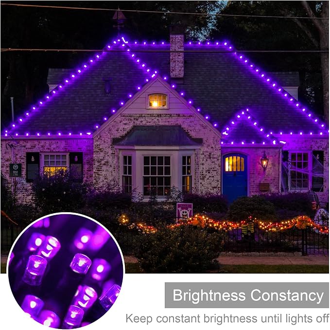 weillsnow 500 LED Halloween String Lights,164 FT Twinkle Lights Waterproof | Purple, 8 Modes, Plug in, Timer & Memory Function, for Halloween Party Garden and Home Decor, Indoor&Outdoor Use