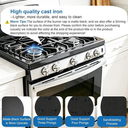 Upgraded 4Pcs Matte Surface Burner Caps Set Fits for GE&Hotpoint&Haier 30" Gas Range/Cooktop,WB29K10022-1 Small Cap WB29K10023-1 Medium Cap WB29K10024-1 Large Cap WB28K10222-1 X-Large Cap(Matte Black)