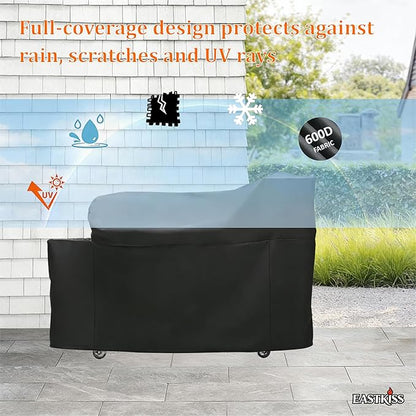 Grill Cover for Recteq Flagship 1600 | RT-1250 | RT-700 Wood Pellet Grill w/Smokebox - Heavy Duty Waterproof Fade Resistant Pellet Grill Cover for Rectec 1600 Grill with Smoke Box Accessories