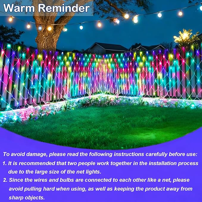 Lovelite 240 LED Net Lights, Color Changing Halloween Net Lights Outdoor Clear Wire, 14.8ft x 5ft Connectable Purple Orange Mesh Lights for Bushes Christmas Halloween Holiday Wedding Party Decor