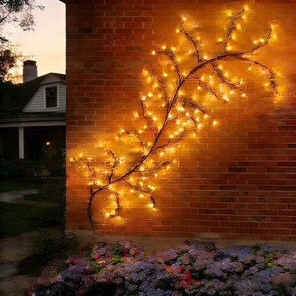 Solar Outdoor Willow Vine Light, 5.9ft 96LED Warm White Tree Branch Lights | Waterproof Solar Powered Brown Wire Decor Auto On/Off for Patio Garden Yard Balcony (Solar Powered Willow Vine Lights)