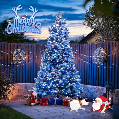 JMEXSUSS 2 Pack Solar String Lights Outdoor Waterproof, Total 66 FT 200 LED Solar Christmas Lights Outdoor, Twinkle Light for Christmas Tree Outside Garden Yard Xmas Decor, Blue and White