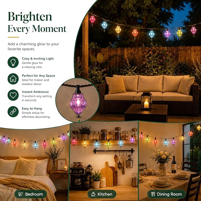 Vigdur Multicolor Flower String Lights, Decorative String Lights Plug in with 10 Bulbs Connectable, Indoor Outdoor Patio Light for Party Wedding Bedroom Bistro Cottagecore Decor