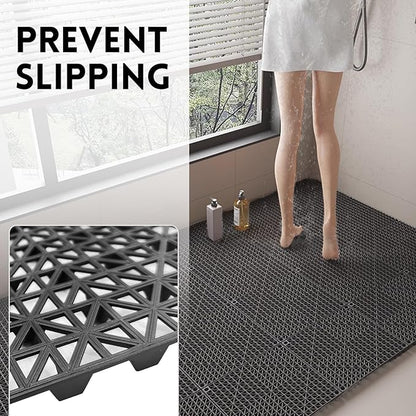 RITOLLO Modular Interlocking Cushion Drainage Floor Tiles, 9-Pack 11.8"x11.8" PVC Raised Non-Slip Interlocking Mats with Drain Holes for Deck, Pool, Garage, Shower, Patio, Bathroom, Sauna, Yard