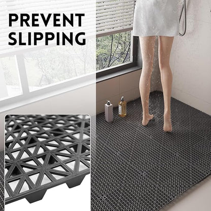 RITOLLO Modular Interlocking Cushion Drainage Floor Tiles, 16-Pack 11.8"x11.8" PVC Raised Non-Slip Interlocking Mats with Drain Holes for Deck, Pool, Garage, Shower, Patio, Bathroom, Sauna, Yard
