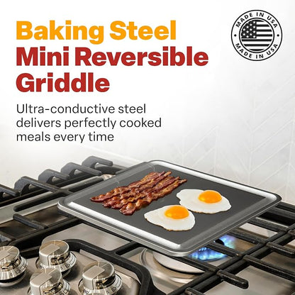 Baking Steel Mini Griddle (11.5"x11.5"x3/8") - Flat Top Griddle for Stovetope, Grill, and Oven Use - Pre-Seasoned, Naturally Non-Stick Surface & Crack-Proof
