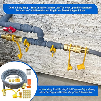 5249 Natural Gas Conversion Kit for Blackstone Grill 28" 36" Griddle,for Blackstone Natural Gas Conversion Kit w/10 FT Natural Gas Hose,Silicone Grill Tool Mat,Grease Cup Liner,3/8" Quick Connect Etc.