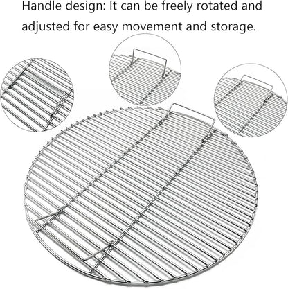 24" Round Grates for BGE, Big Green Egg XL, Weber Summit E6 S6 Kamado Joe Pro Joe Big Joe I, II III Smokers 24" Charcoal Grill and Firering, Outdoor BBQ, Fire Pit Camping, Picnics Cooking Grid