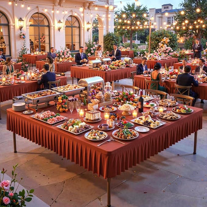 PARTISKY Rust Spandex Square Tablecloths 54x54 Inch, 2 Pack Wrinkle Free Fitted Card Table Cloth Stretch Square Table Cover for Kitchen Dinner, Holiday Party, Wedding Banquet, Display Trade Show