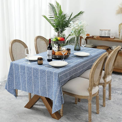 Chassic Square Tablecloth 60 x 60 Inch, Farmhouse Boho Linen Table Cloths, Wrinkle Free & Washable Tablecloths for Dining Tables, Summer Kitchen Decor - Blue