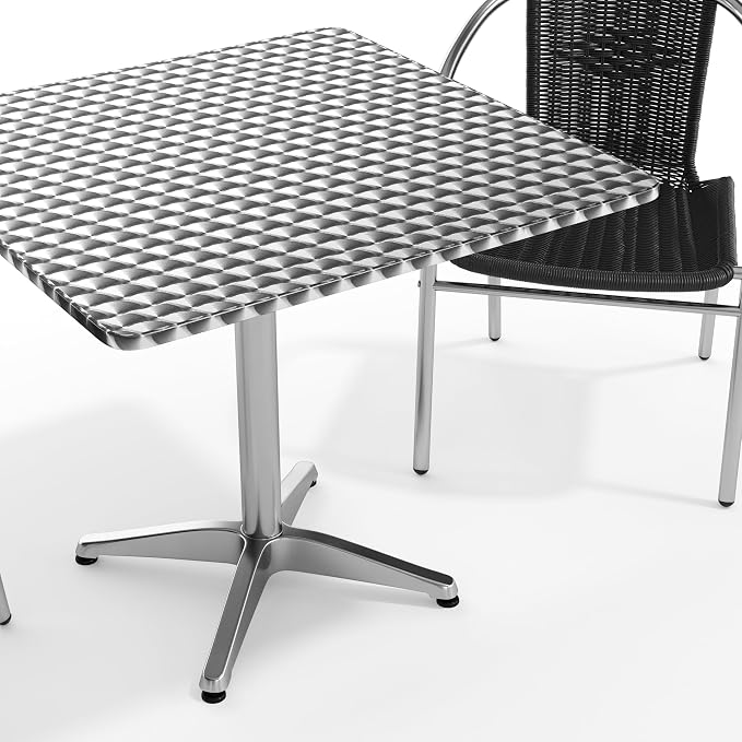 Flash Furniture Lila 31.5'' Square Aluminum Indoor-Outdoor Table Set with 2 Black Rattan Chairs | Indoor/Outdoor Use, Black Rattan Chairs