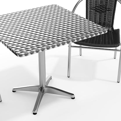 Flash Furniture Lila 31.5'' Square Aluminum Indoor-Outdoor Table Set with 2 Black Rattan Chairs | Indoor/Outdoor Use, Black Rattan Chairs