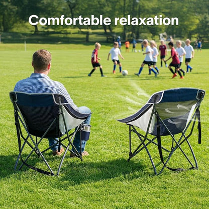 Alvantor 2PC Folding Camping Chair with Breathable Mesh,Portable Outdoor Chair for Adults, Heavy Duty Steel Frame Supports 250 lbs,Built-in Cup Holder,Carry Strap for Camping Beach Sports Tailgating