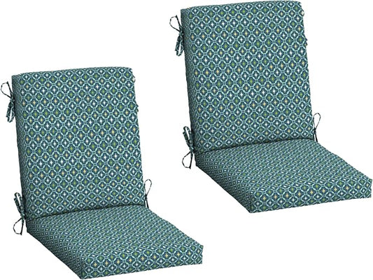 Arden 2-Pack Patio Dining Outdoor Chair Cushions, 20x44, Rain-Proof Seat Pad, Fade-Resistant Outdoor Cushion Alana Tile