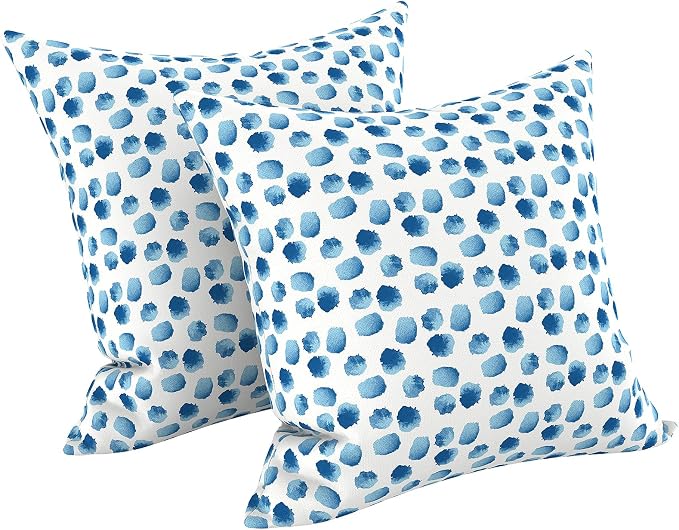 LVTXIII 2 Pack Outdoor Pillow Covers ONLY 18x18 Inch, Water-Repellent Square Decorative Cushion Covers for Patio Furniture, Garden, Sofa, Brush Blue