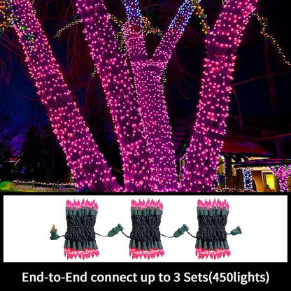 Pink Valentine's Lights，Valentine's Day Decoration 150 Count 31.9ft UL Certified Mini Bulb String Light for Outdoor Christmas Garland Tree Garden Party Patio Wedding
