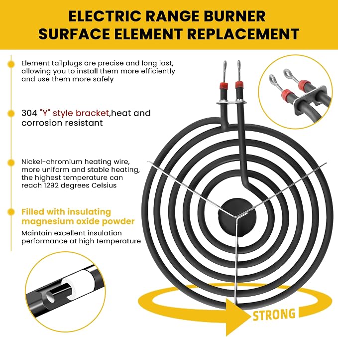 MP22YA Range Burner Element Set with 4pcs 330031 Receptacle Kit | 2 pcs MP21YA 8" & 2 pcs MP15YA 6", 4pcs 330031 Range Burner Receptacle Kit, Fit for Whirl-pool Ken-more Stoves
