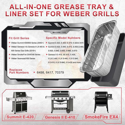 70379 Catch Pan Kit for Weber Summit 400/600, Genesis II & Genesis II LX 400 & 600 Series Grills(2016+) Drip Pan, 6498 6417 Grease Catcher Pans for Weber Searwood 600 SmokeFire EX4/EX6 Series 10 PCS