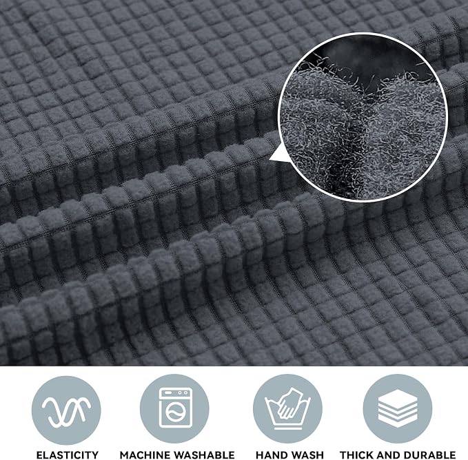 LURKA Stretch Oversized Sofa Slipcovers 1 Piece Couch Covers for 3 Cushion Couch Sofa Furniture Protector Full Sofa Covers with Elastic Bottom for Kids and Pet (X-Large, Dark Grey)