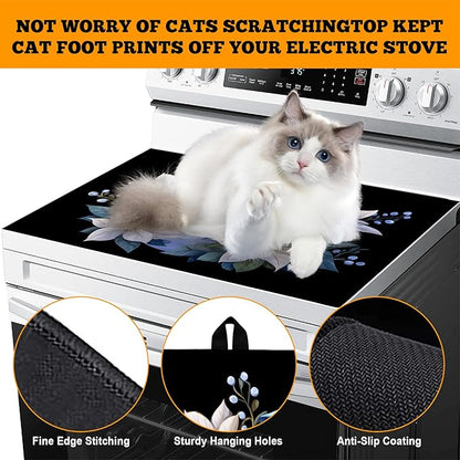 Christmas Multi-Design Stove Cover for Glass/Electric Stoves - 3-in-1 Heat-Resistant Protector Mat, Non-Slip Drying Rack 28"x20"