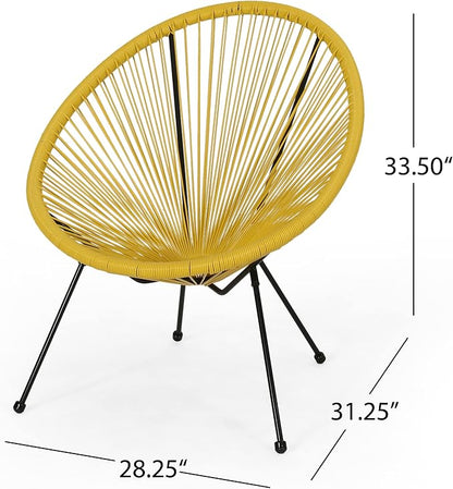 Christopher Knight Home Outdoor Hammock Weave Chair with Steel Frame (Set of 2) - Yellow and Black Finish