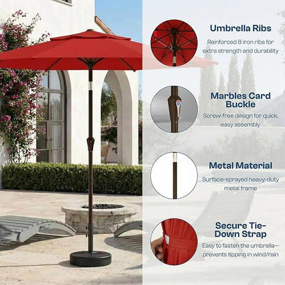 Patio Umbrella, 2 Tier Outdoor Table Umbrella, Large Vented Market Umbrellas with Push Button Tilt and Crank, 8 Sturdy Ribs for Backyard, Deck, Pool, UPF50+ UV Protection