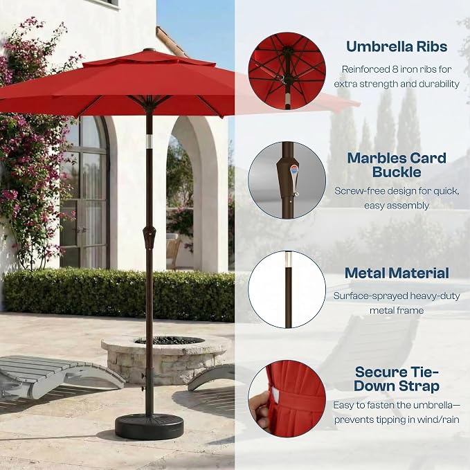 10FT Patio Umbrella, 2 Tier Outdoor Table Umbrella, Large Vented Market Umbrellas with Push Button Tilt and Crank, 8 Sturdy Ribs for Backyard, Deck, Pool, UPF50+ UV Protection