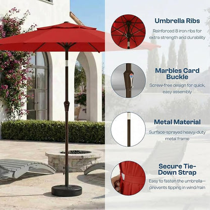 10FT Patio Umbrella, 2 Tier Outdoor Table Umbrella, Large Vented Market Umbrellas with Push Button Tilt and Crank, 8 Sturdy Ribs for Backyard, Deck, Pool, UPF50+ UV Protection