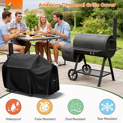 Charcoal Grills Cover for Oklahoma Joe's Longhorn Offset Smoker - 13201747-50, Waterproof Outdoor Grill Cover BBQ Grill Cover Barbeque Grill Cover (Cover Only) - 65" L×37" W×50" H, Black