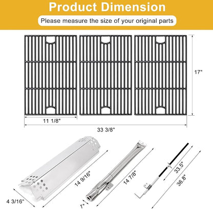 Grill Replacement Parts for Nexgrill 6 Burner 720-0898, 730-0898, Cast Iron Grill Grates, Heat Plates and Burners Kit for Nexgrill Replacement Parts 6 Burner