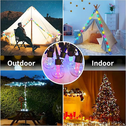 10FT Color Changing String Lights Outdoor- LED Patio Lights with 8 Shatterproof Waterproof RGB Bulbs, Colorful Outdoor Lights for Party Outside Porch Bistro Backyard Garden Decorative