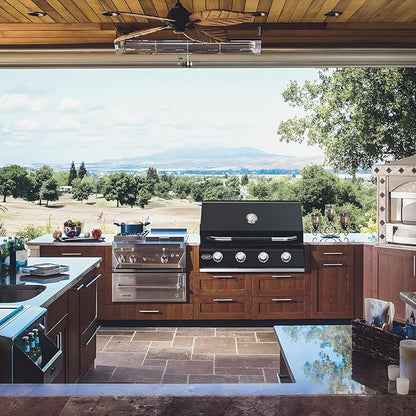 Hygrill STD Series 32-Inch Built In Grill for Liquid Propane, Stainless Steel Outdoor Kitchen 4-Burner Grill Head, Black